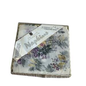 40 Vintage Silky Tea Napkins Dining Home Entertaining Complete Set Garden floral